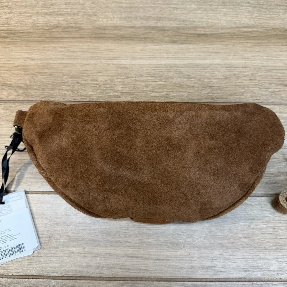 Marlon Made In Italy Fanny Pack Warm Rich Saddle Brown Suede Bag Purse Boho READ